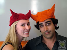 Cathy and Sal in the Devil Hats