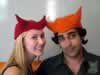 Devil Hats on Sal and Cathy